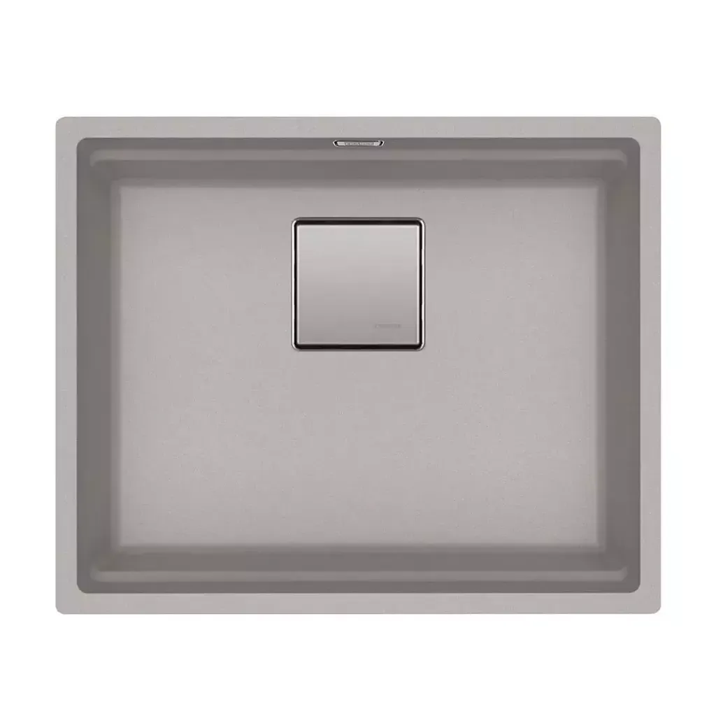Cuba De Embutir Kubus Stone Grey Fragranite Franke 52x42 com Acessórios e Válvula