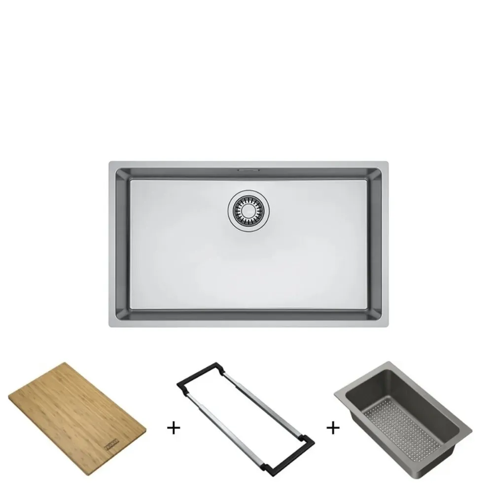 Cuba de embutir e sobrepor em aço inox Linea 70 70x40 cm com acessórios